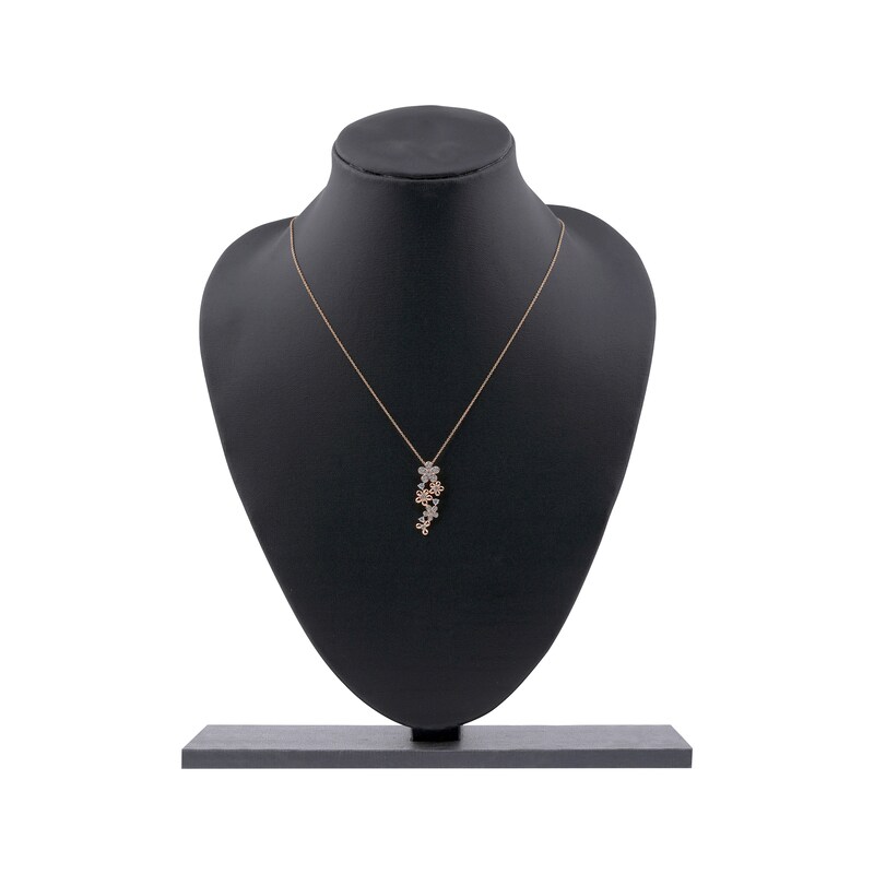 Main Image 5 of Diamond Flower Drop Necklace 1/4 ct tw 10K Rose Gold 18"