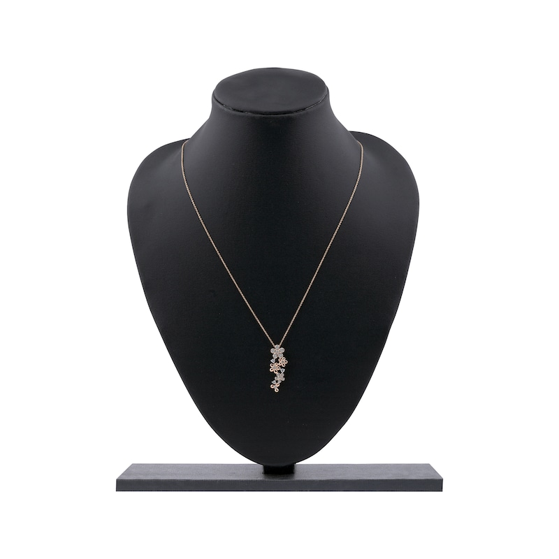 Main Image 6 of Diamond Flower Drop Necklace 1/4 ct tw 10K Rose Gold 18"