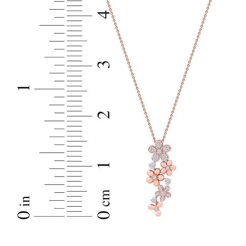 Main Image 5 of Diamond Flower Drop Necklace 1/4 ct tw 10K Rose Gold 18&quot;