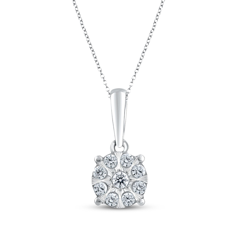 Main Image 1 of Multi-Diamond Circle Necklace 1/10 ct tw 10K White Gold 18"