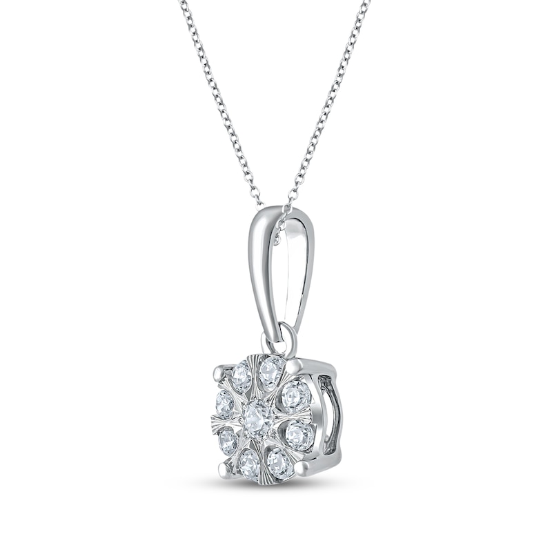 Main Image 2 of Multi-Diamond Circle Necklace 1/10 ct tw 10K White Gold 18"