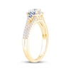 Thumbnail Image 2 of Now + Forever Round-Cut Diamond & Natural Blue Sapphire Trios Engagement Ring 3/4 ct tw 14K Yellow Gold