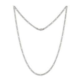 3.5mm Figaro Chain Necklace Hollow 10K White Gold 22"