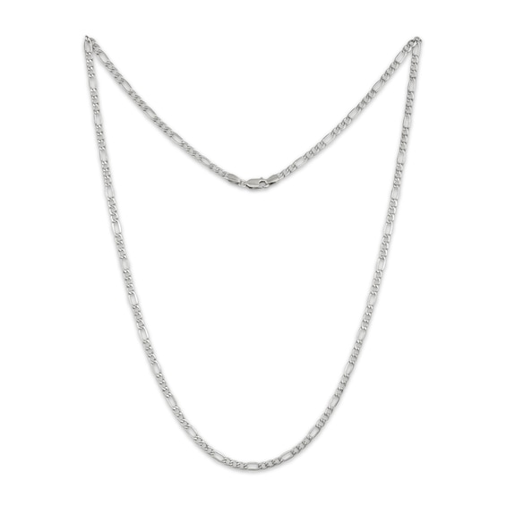 3.5mm Figaro Chain Necklace Hollow 10K White Gold 22"