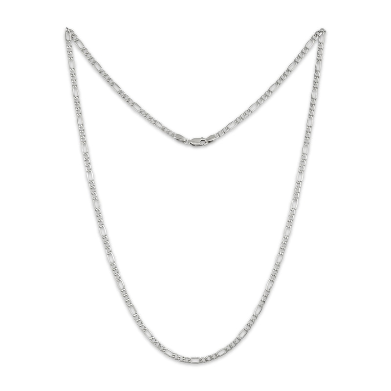Main Image 1 of 3.5mm Figaro Chain Necklace Hollow 10K White Gold 22"