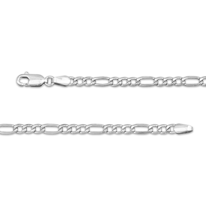 Main Image 3 of 3.5mm Figaro Chain Necklace Hollow 10K White Gold 22"