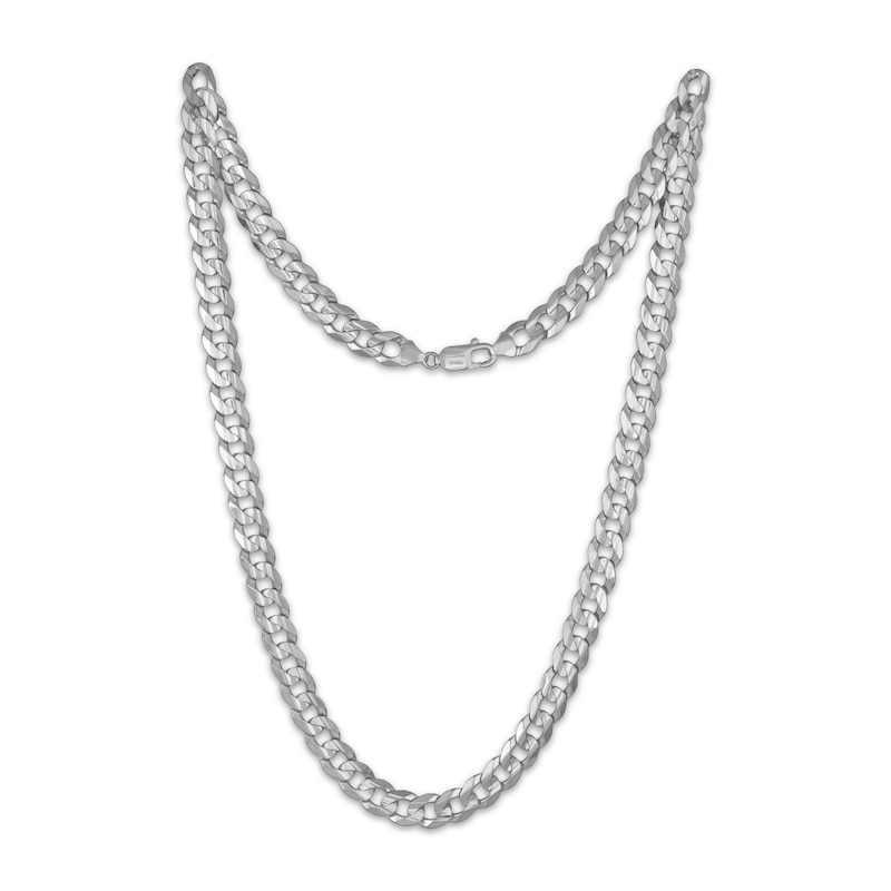 Main Image 2 of 8.7mm Curb Chain Necklace Solid 10K White Gold 22"