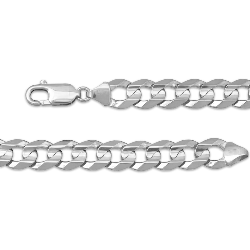 Main Image 3 of 8.7mm Curb Chain Necklace Solid 10K White Gold 22"