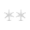 Thumbnail Image 2 of Baguette & Round-Cut Diamond Snowflake Stud Earrings 1/4 ct tw 10K White Gold