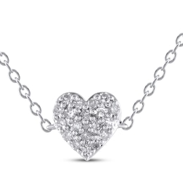 Multi-Diamond Heart Anklet 1/10 ct tw Sterling Silver 10"