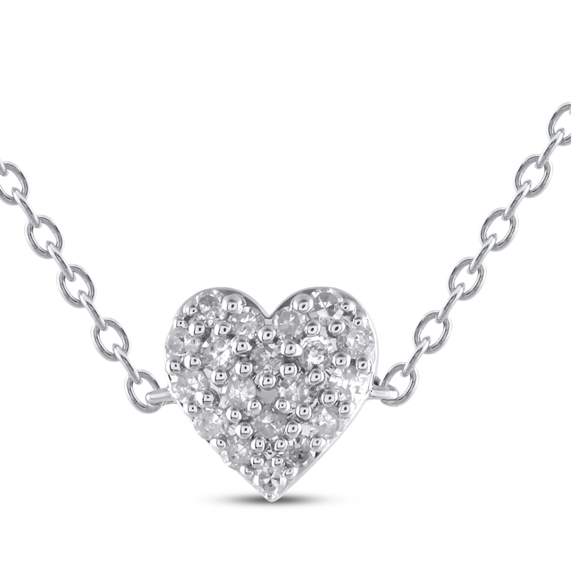 Main Image 1 of Multi-Diamond Heart Anklet 1/10 ct tw Sterling Silver 10&quot;