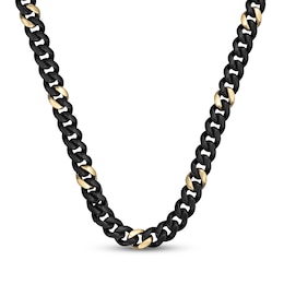 Curb Chain Necklace 12mm Black & Yellow Ion-Plated Solid Stainless Steel 22"