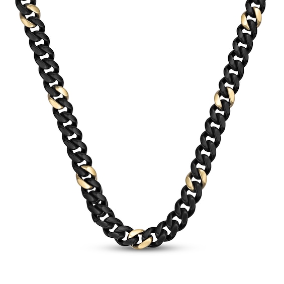 Curb Chain Necklace 12mm Black & Yellow Ion-Plated Solid Stainless Steel 22"