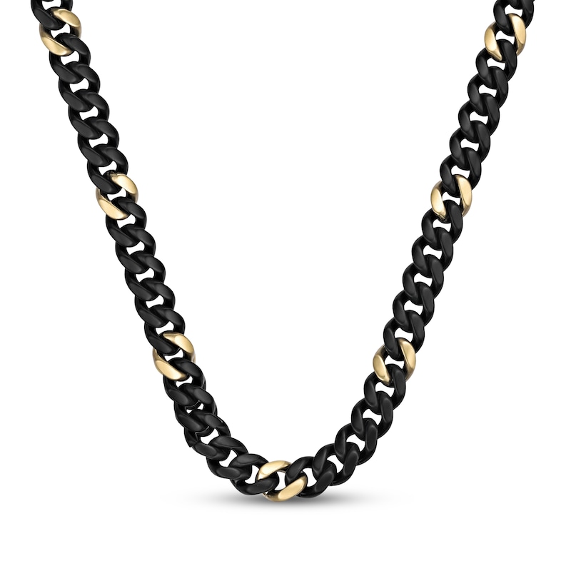 Main Image 1 of Curb Chain Necklace 12mm Black & Yellow Ion-Plated Solid Stainless Steel 22&quot;