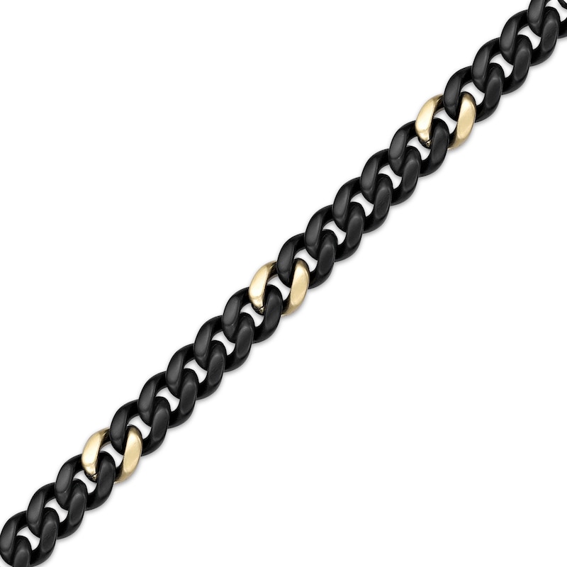 Main Image 2 of Curb Chain Necklace 12mm Black & Yellow Ion-Plated Solid Stainless Steel 22&quot;