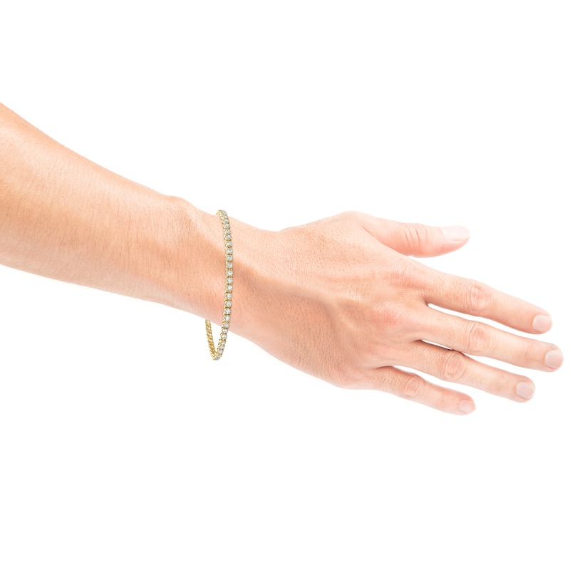 Main Image 4 of Men's Lab-Grown Diamond Tennis Bracelet 6 ct tw 10K Yellow Gold 8.5"