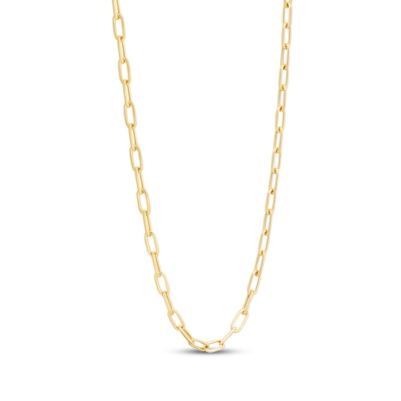 Charmed Memories Paperclip Chain Necklace 3.5mm Hollow 10K Yellow Gold 18"