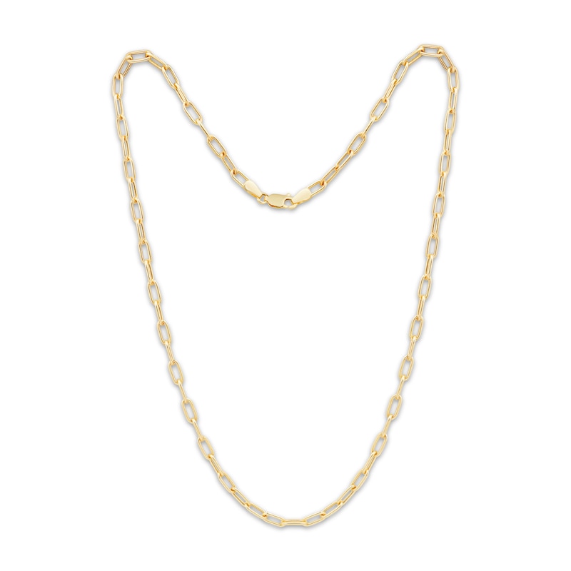 Main Image 2 of Charmed Memories Paperclip Chain Necklace 3.5mm Hollow 10K Yellow Gold 18&quot;
