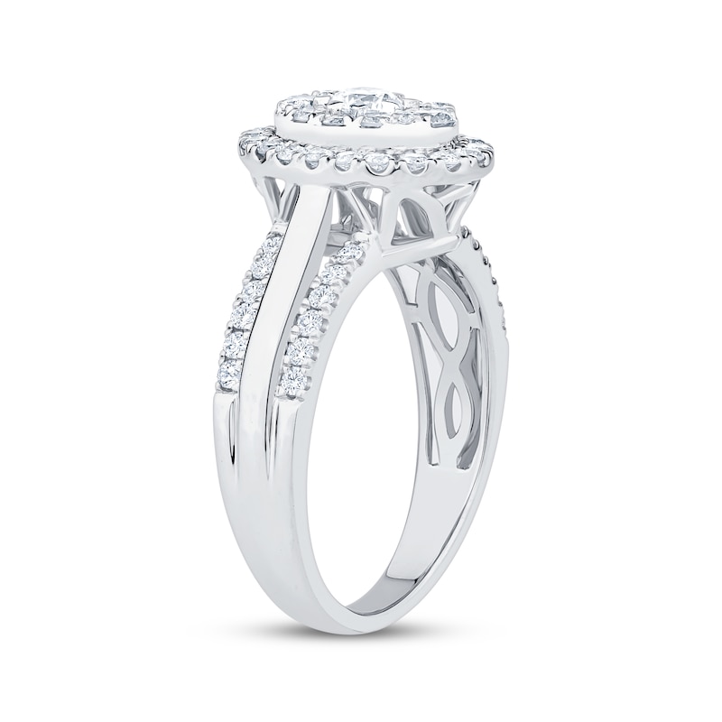 Main Image 2 of Now + Forever Multi-Diamond Oval Halo Engagement Ring 1 ct tw 14K White Gold