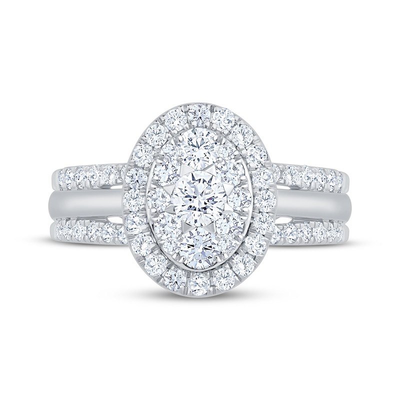 Main Image 3 of Now + Forever Multi-Diamond Oval Halo Engagement Ring 1 ct tw 14K White Gold