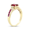 Thumbnail Image 2 of Emerald-Cut Lab-Created Ruby & Diamond Ribbon Ring 1/20 ct tw 10K Yellow Gold