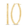 Thumbnail Image 1 of Diamond-Cut Oval Hoop Earrings 10K Yellow Gold