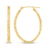 Thumbnail Image 3 of Diamond-Cut Oval Hoop Earrings 10K Yellow Gold