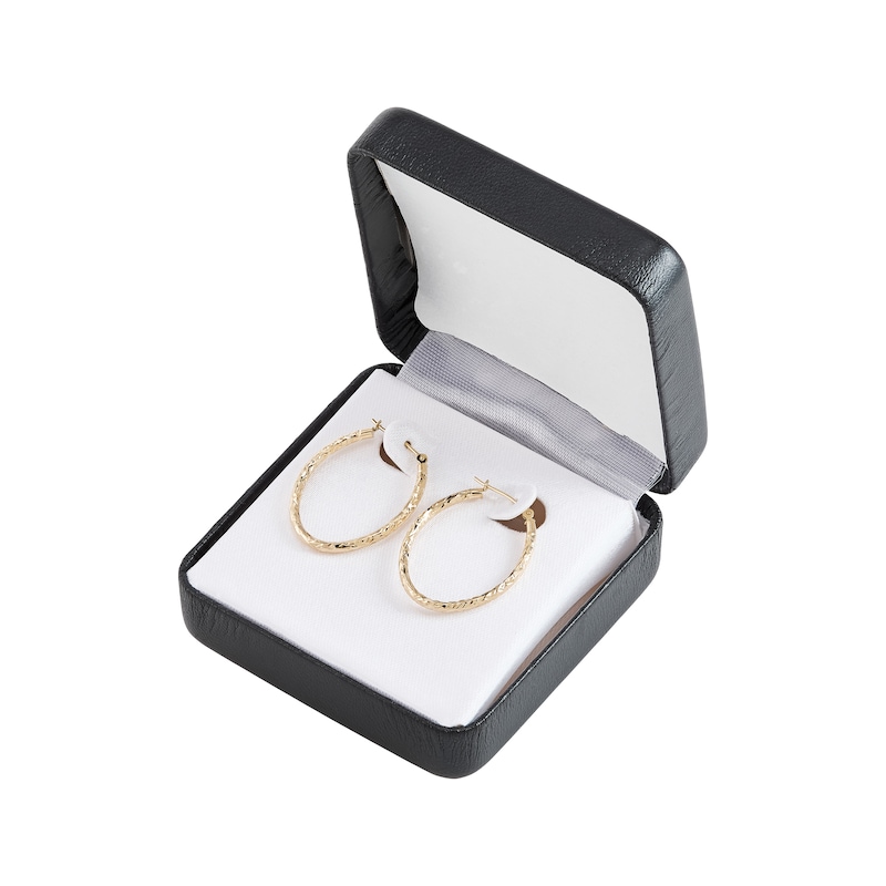 Main Image 4 of Diamond-Cut Oval Hoop Earrings 10K Yellow Gold
