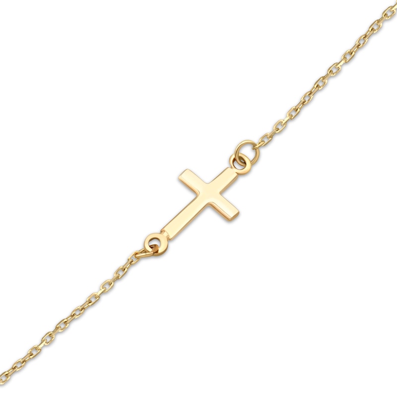 Main Image 2 of Children's Cross & Virgin Mary Charm Beaded Bracelet 14K Tri-Tone Gold 6"