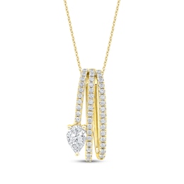 Pear-Shaped Diamond Three-Row Loop Necklace 1 ct tw 10K Yellow Gold 18"