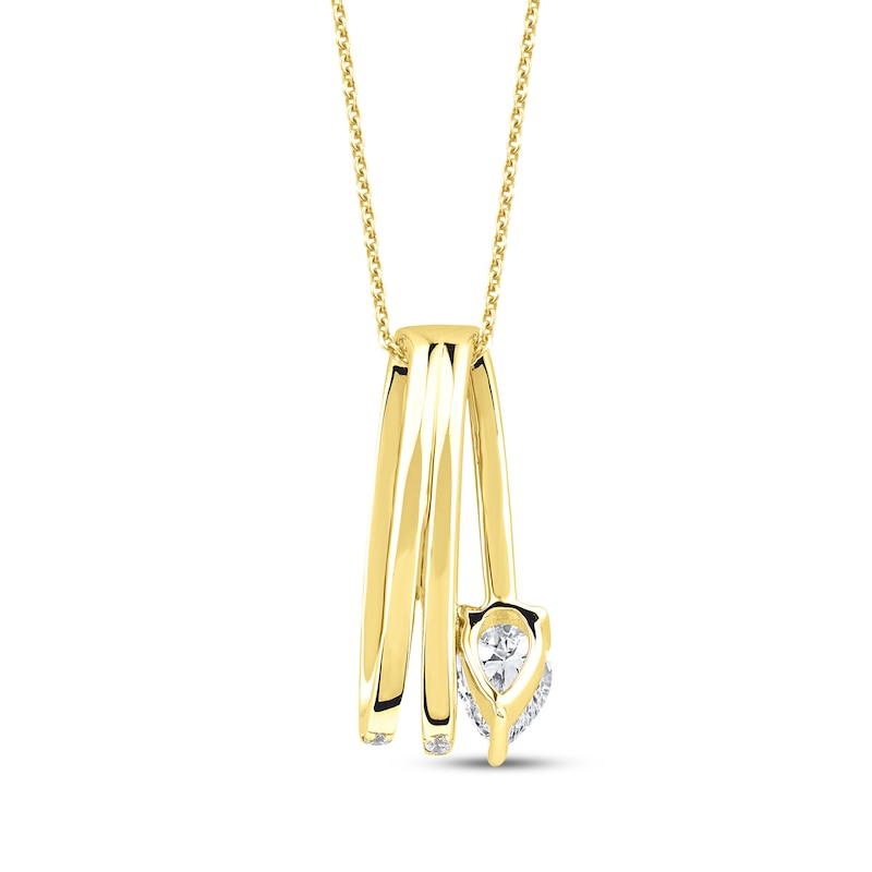 Main Image 3 of Pear-Shaped Diamond Three-Row Loop Necklace 1 ct tw 10K Yellow Gold 18&quot;