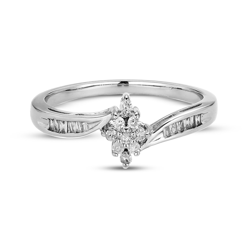 Main Image 3 of Multi-Diamond Cluster Promise Ring 1/6 ct tw Sterling Silver