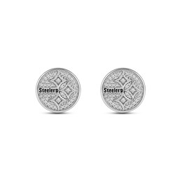 True Fans Pittsburgh Steelers 1/15 ct tw Diamond Logo Stud Earrings Sterling Silver