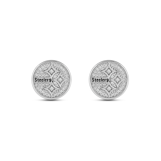 True Fans Pittsburgh Steelers 1/15 ct tw Diamond Logo Stud Earrings Sterling Silver