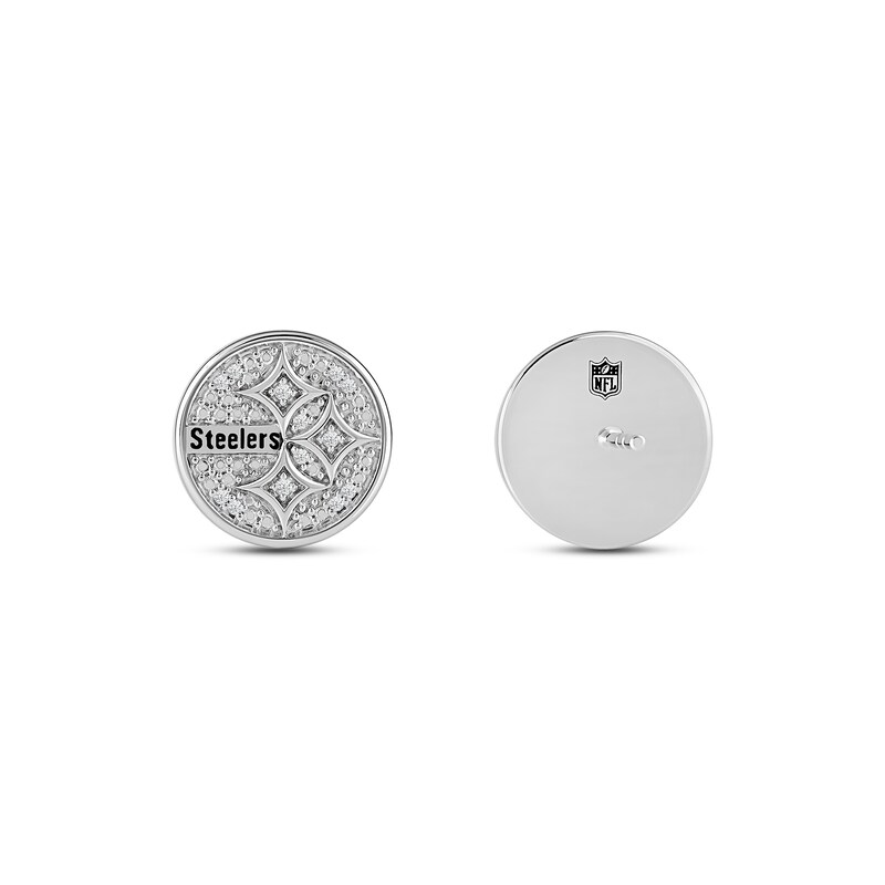 Main Image 3 of True Fans Pittsburgh Steelers 1/15 ct tw Diamond Logo Stud Earrings Sterling Silver