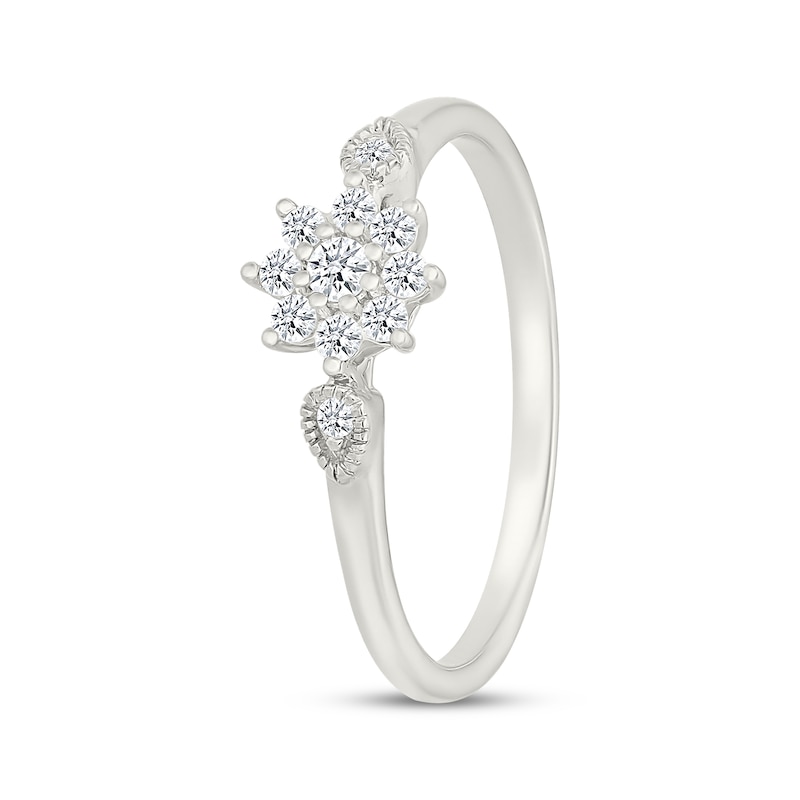 Main Image 2 of Diamond Flower Halo Promise Ring 1/6 ct tw Sterling Silver