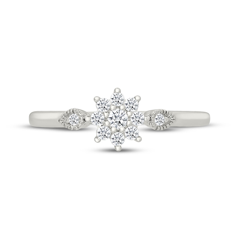 Main Image 4 of Diamond Flower Halo Promise Ring 1/6 ct tw Sterling Silver