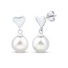 Thumbnail Image 1 of Cultured Pearl Dangle Heart Earrings Sterling Silver
