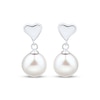 Thumbnail Image 2 of Cultured Pearl Dangle Heart Earrings Sterling Silver