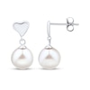 Thumbnail Image 3 of Cultured Pearl Dangle Heart Earrings Sterling Silver