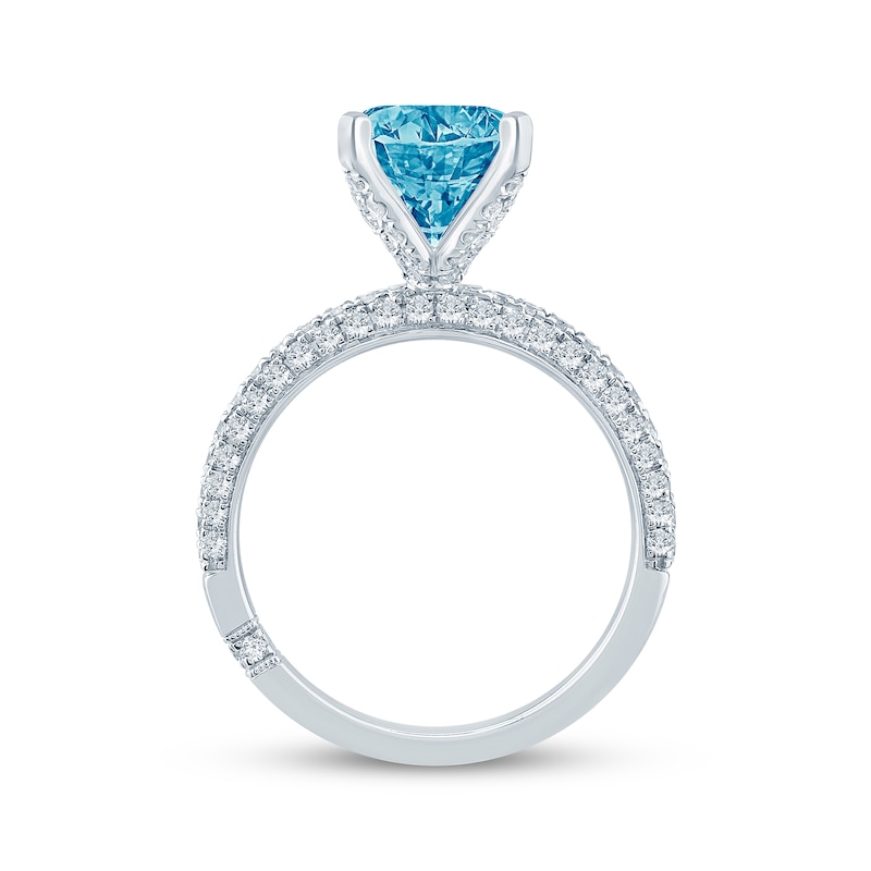 Main Image 3 of Monique Lhuillier Bliss Oval-Cut Blue & White Lab-Grown Diamond Engagement Ring 3-5/8 ct tw 18K White Gold