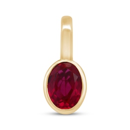 Oval-Cut Lab-Created Ruby Bezel-Set Charm 10K Yellow Gold