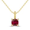 Thumbnail Image 1 of Cushion-Cut Lab-Created Ruby & Diamond Accent Necklace 10K Yellow Gold 18"