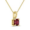 Thumbnail Image 2 of Cushion-Cut Lab-Created Ruby & Diamond Accent Necklace 10K Yellow Gold 18"