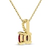 Thumbnail Image 3 of Cushion-Cut Lab-Created Ruby & Diamond Accent Necklace 10K Yellow Gold 18"