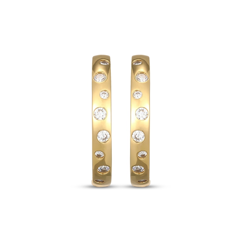 Main Image 2 of STUDIO BY KAY White Lab-Created Sapphire Scatter J-Hoop Earrings 24K Yellow Gold Vermeil Sterling Silver