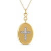 Thumbnail Image 1 of Diamond Oval Cross Locket Necklace 1/10 ct tw 10K Yellow Gold 18"