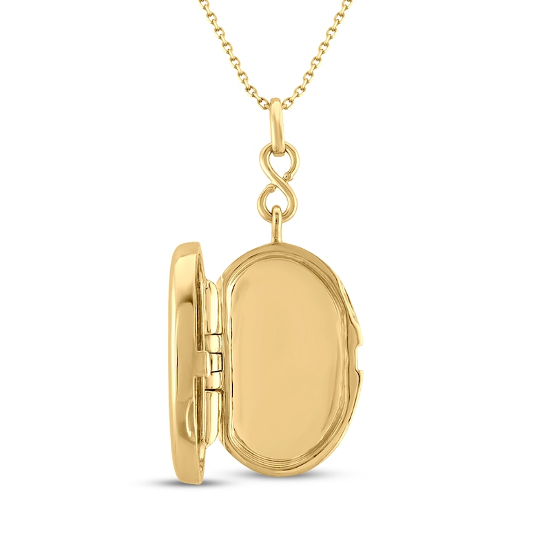 Main Image 4 of Diamond Oval Cross Locket Necklace 1/10 ct tw 10K Yellow Gold 18"