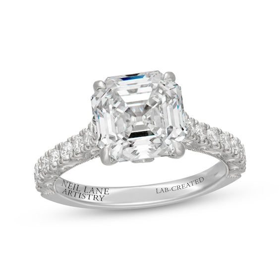 Neil Lane Artistry Heritage Square Emerald-Cut Lab-Grown Diamond Engagement Ring 4-5/8 ct tw Platinum