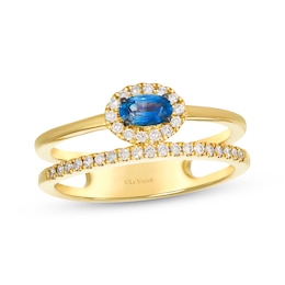 Le Vian Oval-Cut Blue Sapphire Ring 1/5 ct tw Diamonds 14K Honey Gold